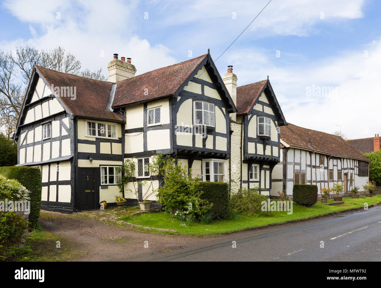 Black and white timber framed house, Weobley, Herefordshire UK Stock Photo