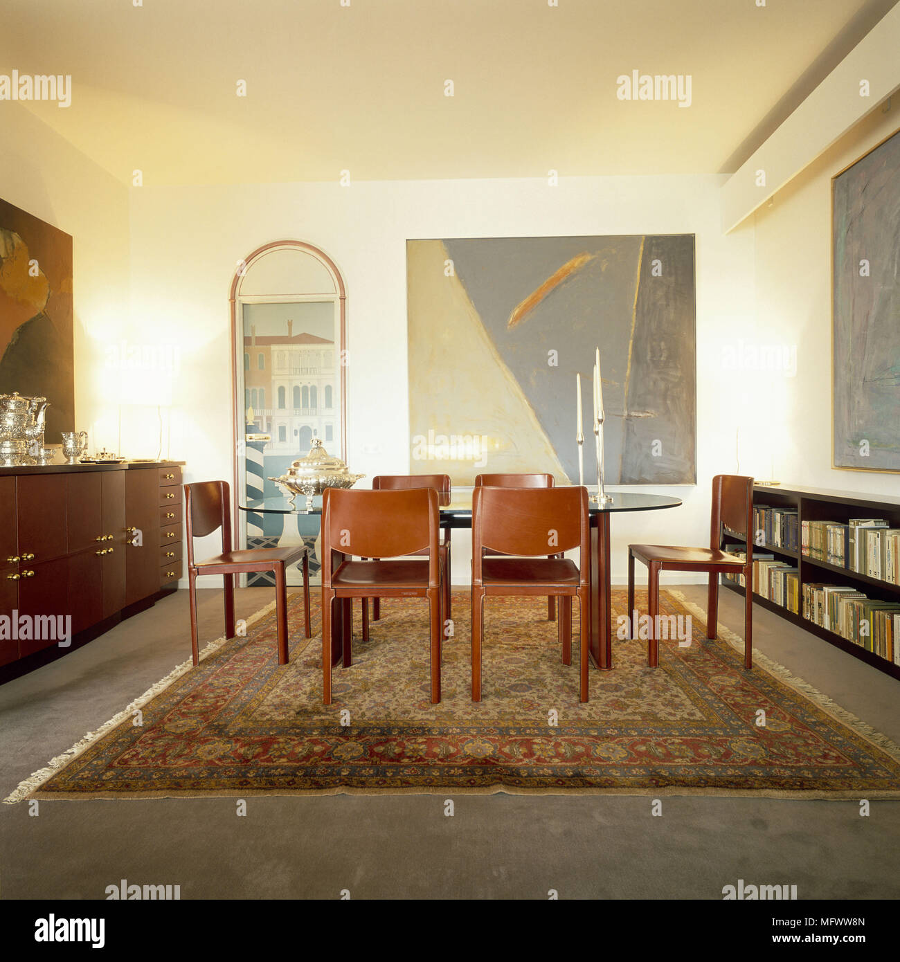 View Of A Dining Room Decorated With Abstract Art View Of A Dining Room Decorated With Abstract Art