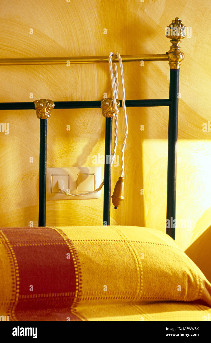 View of a light attached to a bed frame Stock Photo Alamy