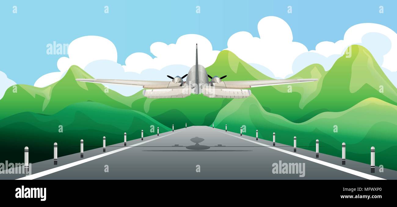 Airplane Taking off the Runway illustration Stock Vector
