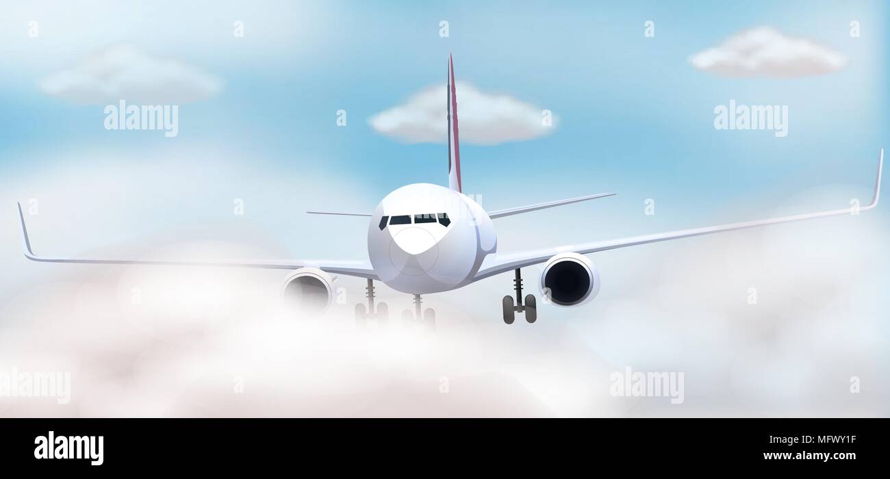 Airplane flying in the sky illustration Stock Vector Image & Art - Alamy