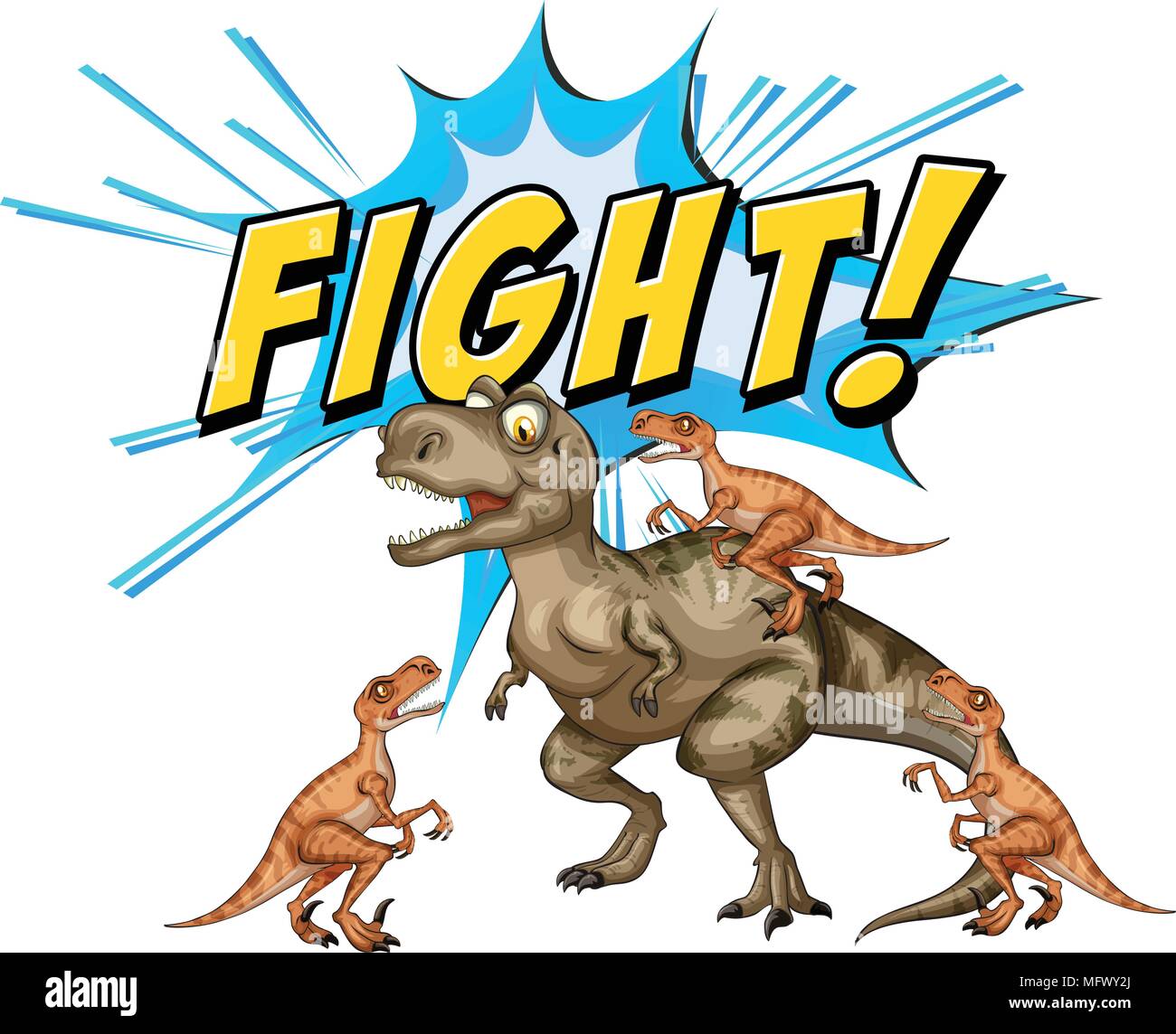 A Comic Dinosaurs Flight  on White Background illustration Stock Vector