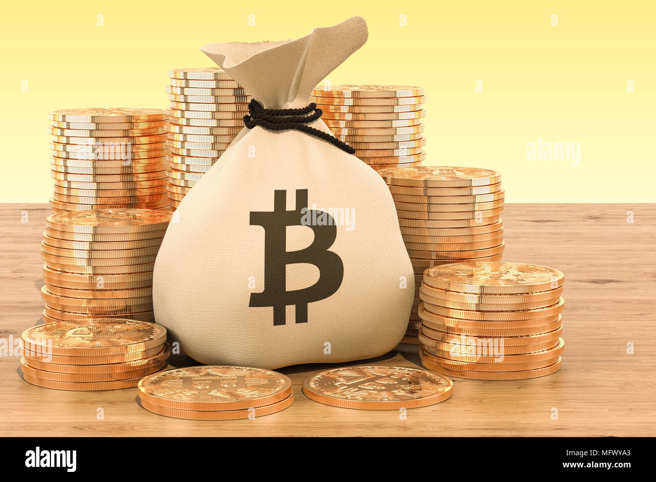 Full money bag with symbol of Bitcoin. Vector illustration isolated on  white Stock Photo - Alamy