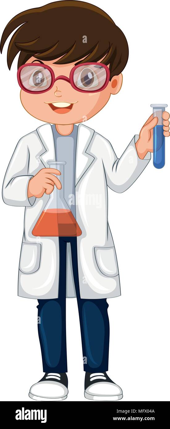 scientist Holding Beaker and Test Tube illustration Stock Vector Image ...