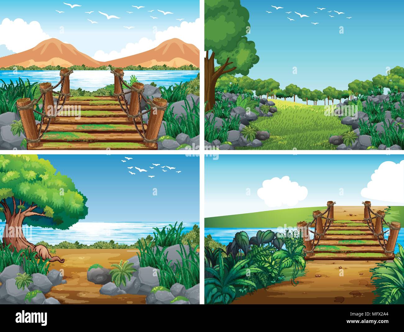 Clear Blue Sky Beautiful Landscape illustration Stock Vector Image ...