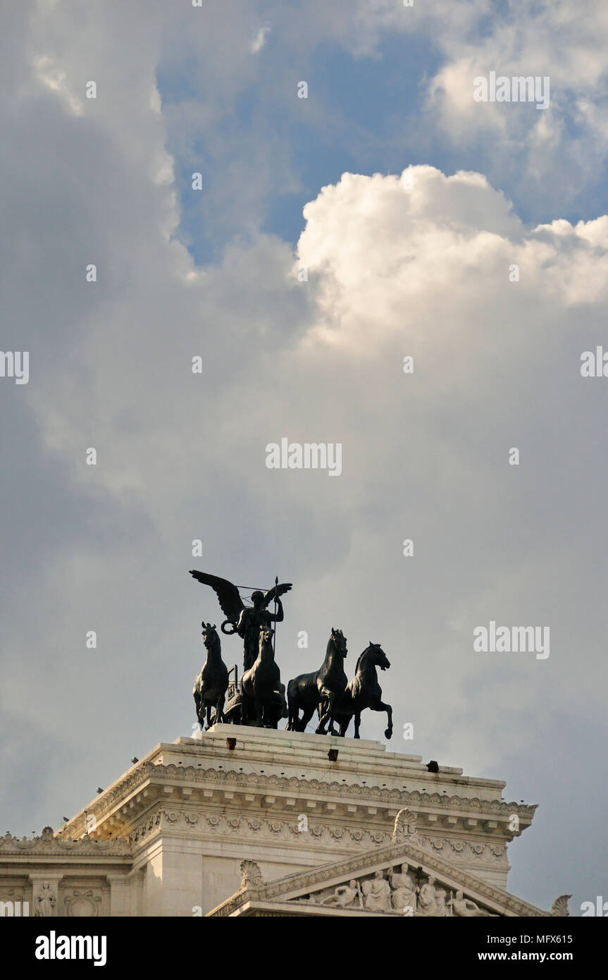 Goddess Victoria riding a quadriga. Monument to Vittorio Emanuele II. Rome, Italy Stock Photo