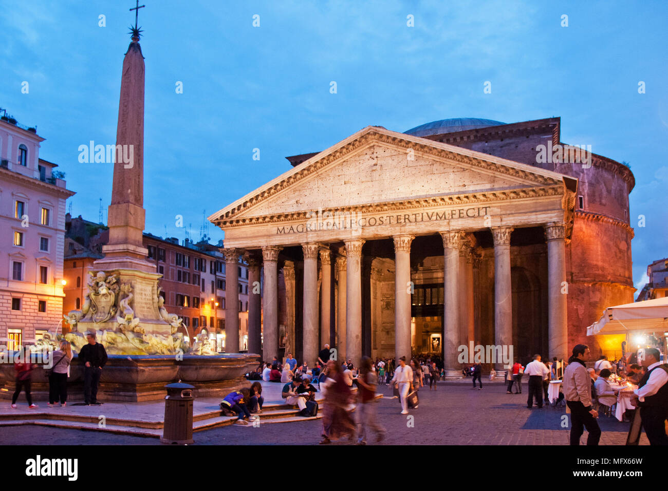 The Pantheon, a Unesco World Heritage Site, was originally built during the reign of Augustus as a temple to all the gods of Rome, and rebuilt, as we  Stock Photo