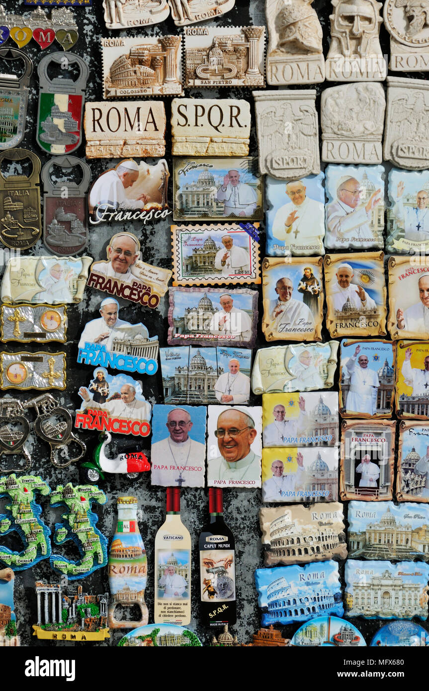 Rome - souvenirs and gifts on a street stall, Rome Italy Europe Stock Photo  - Alamy