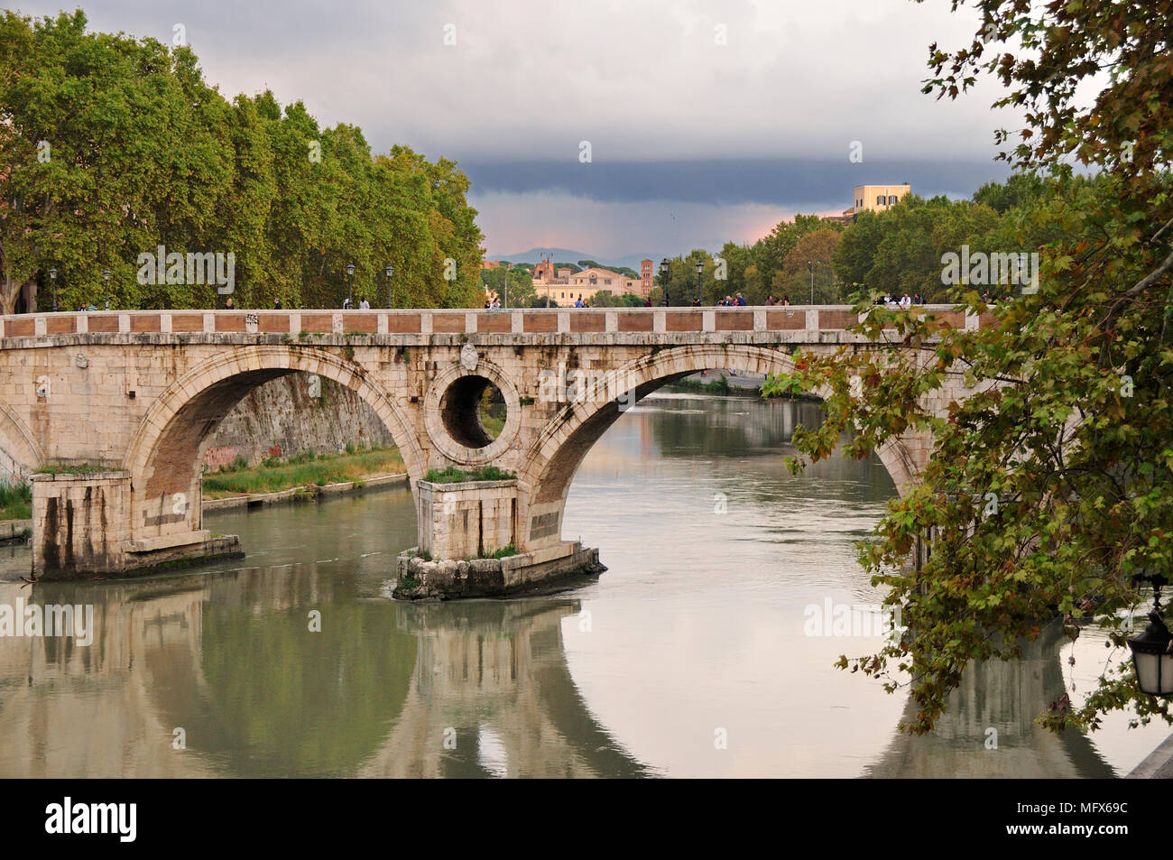 Bridge across the river Tiber. Rome, Italy Stock Photo