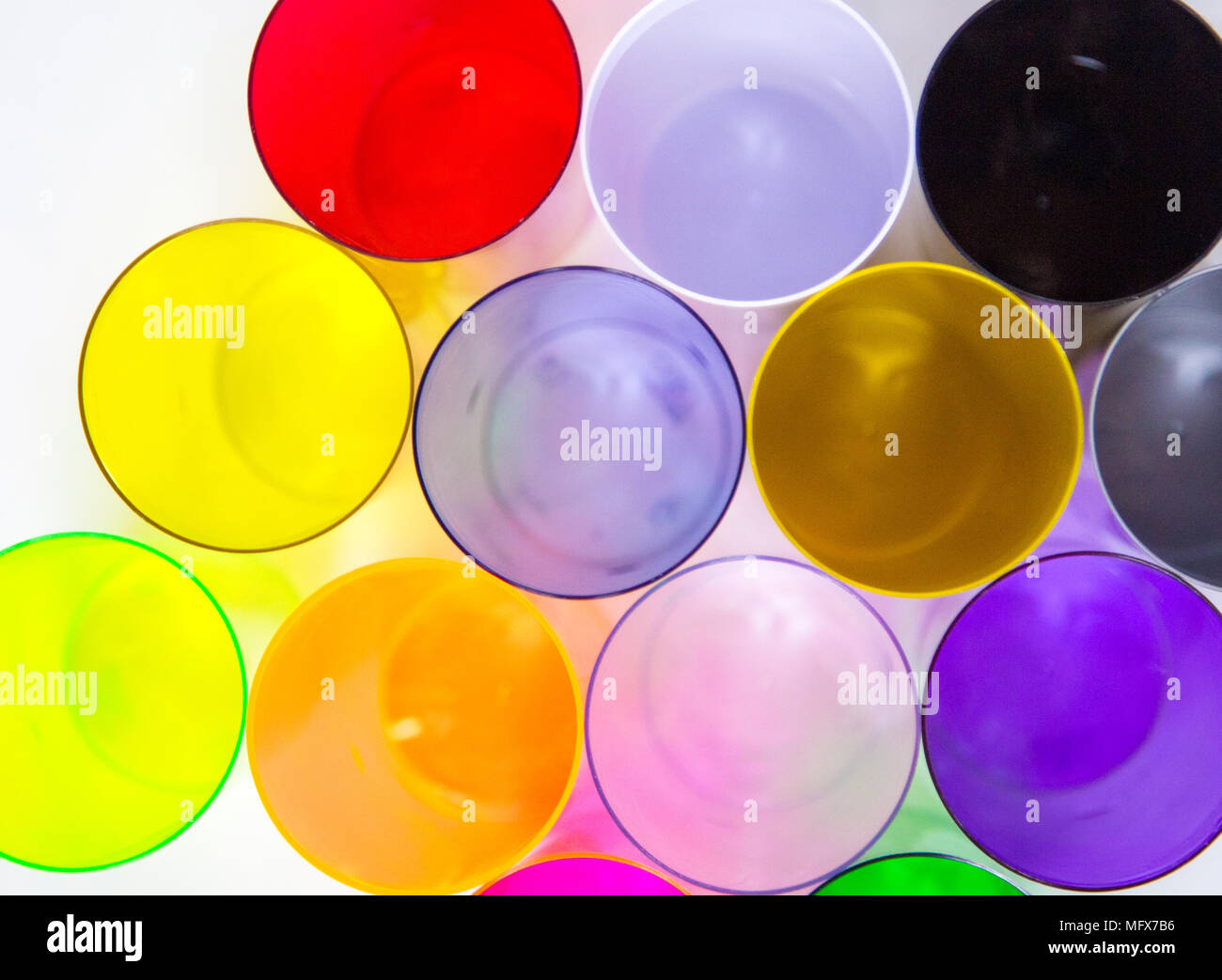 color cup plastic top down Stock Photo