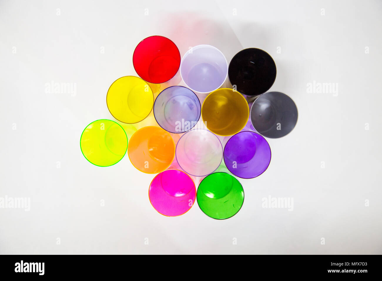 color cup plastic top down Stock Photo