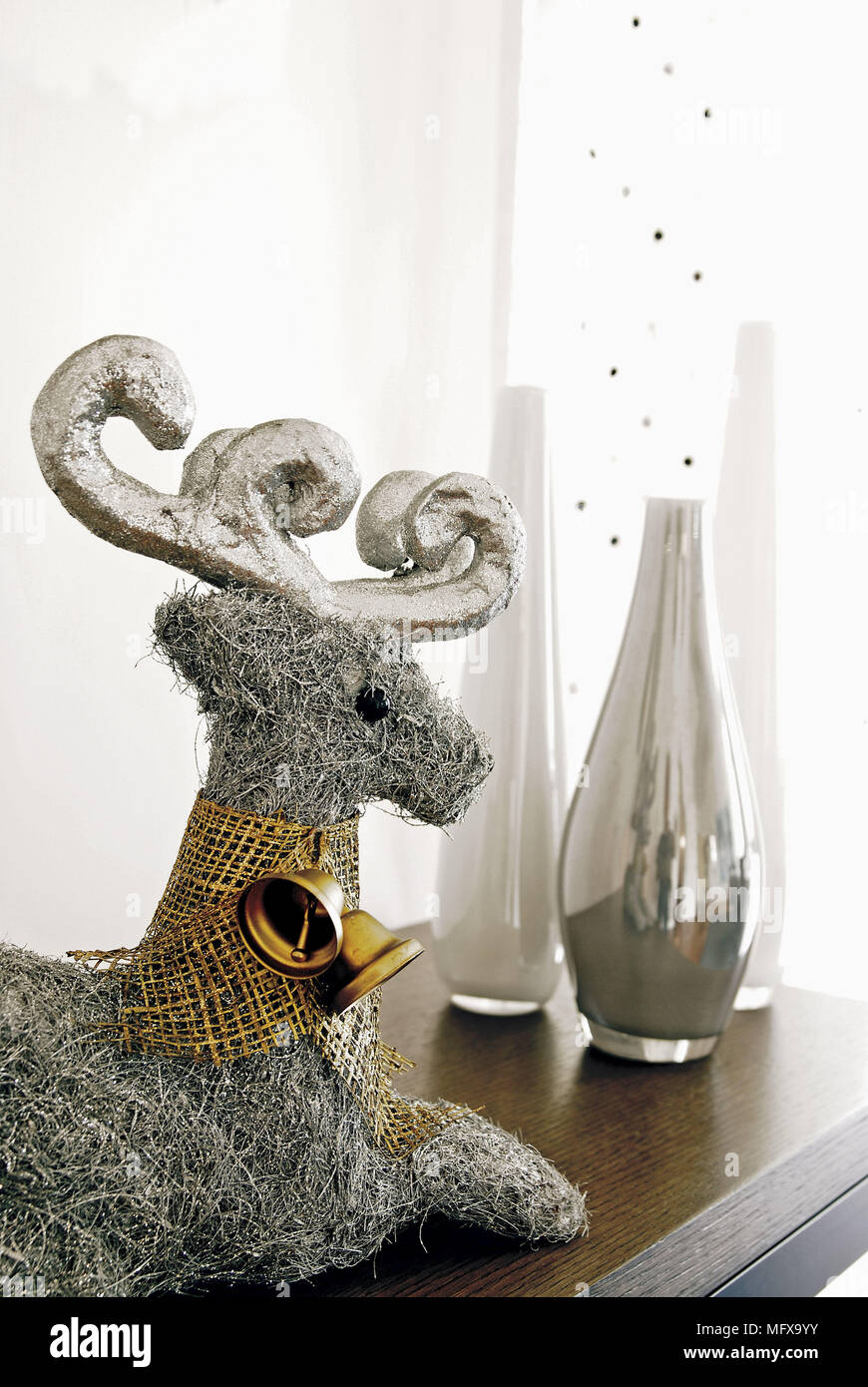 Christmas decoration next to modern vases Stock Photo