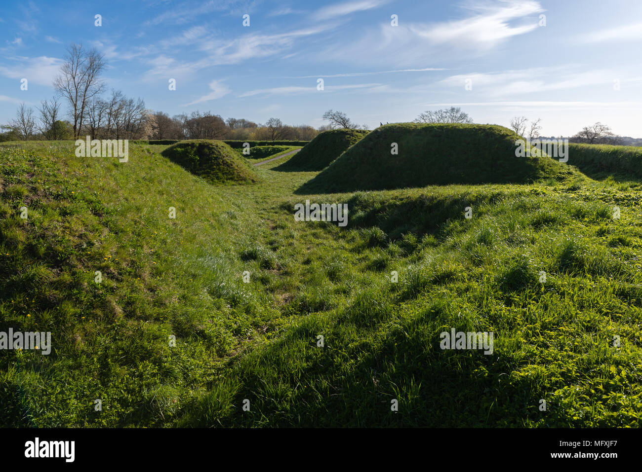 Bastion 14, a modified construction of the medieval Danevirke or Daneverk for the German - Danish war of 1864, Dannewerk, Schleswig, Germany, Europe Stock Photo