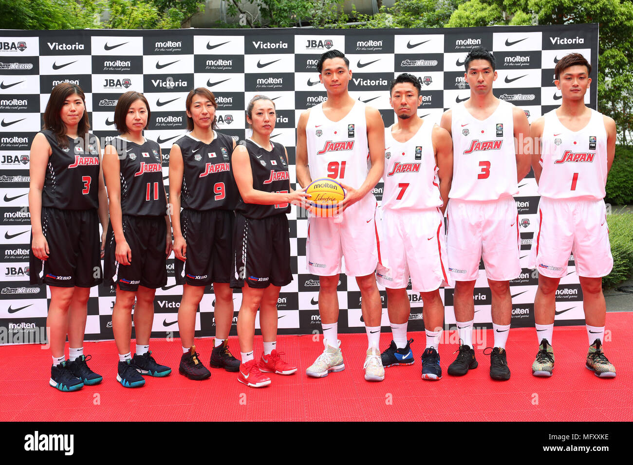 3 3 Japan team group (JPN), APRIL 27, 2018 - Basketball : Japan Basketball  Association held a press conference in Tokyo, Japan. JBA has announced the  3 Japan National team for FIBA
