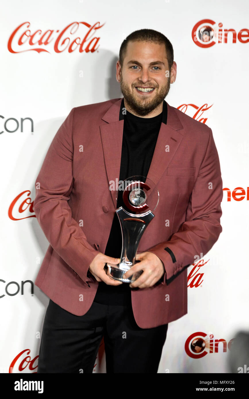 Las Vegas, Nevada, April 26, 2018.  Jonah Hill was awarded  'CinemaCon Vanguard Award' at CinemaCon's Big Screen Achievement Awards held a Caesars Palace in Las Vegas, Nevada.  Ken Howard/Alamy Live News Stock Photo