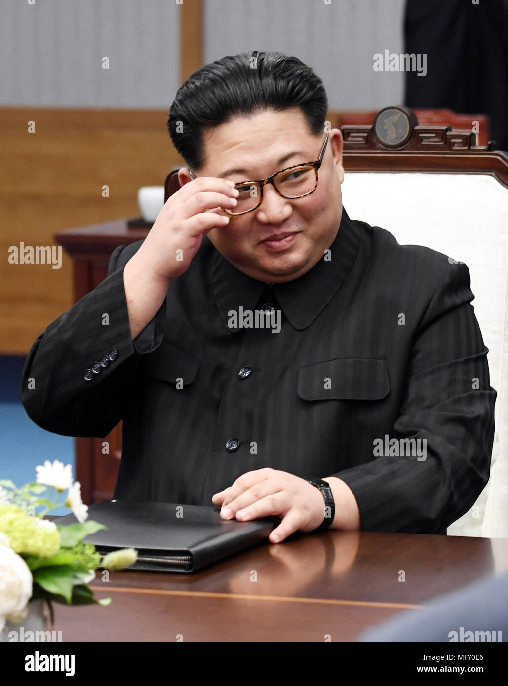 Moon Jae In And Kim Jong Un Apr 27 18 North Korean Leader Kim Jong Un Speaks During An Inter Korean Summit With South Korean President Moon Jae In Not Pictured At The Peace House At