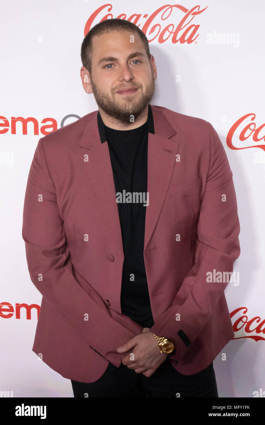 Jonah Hill walks the red carpet before receiving the CinemaCon Vangard Award on the last night of CinemaCon 2018 inside Caesars Palace in Las Vegas, NV. Stock Photo