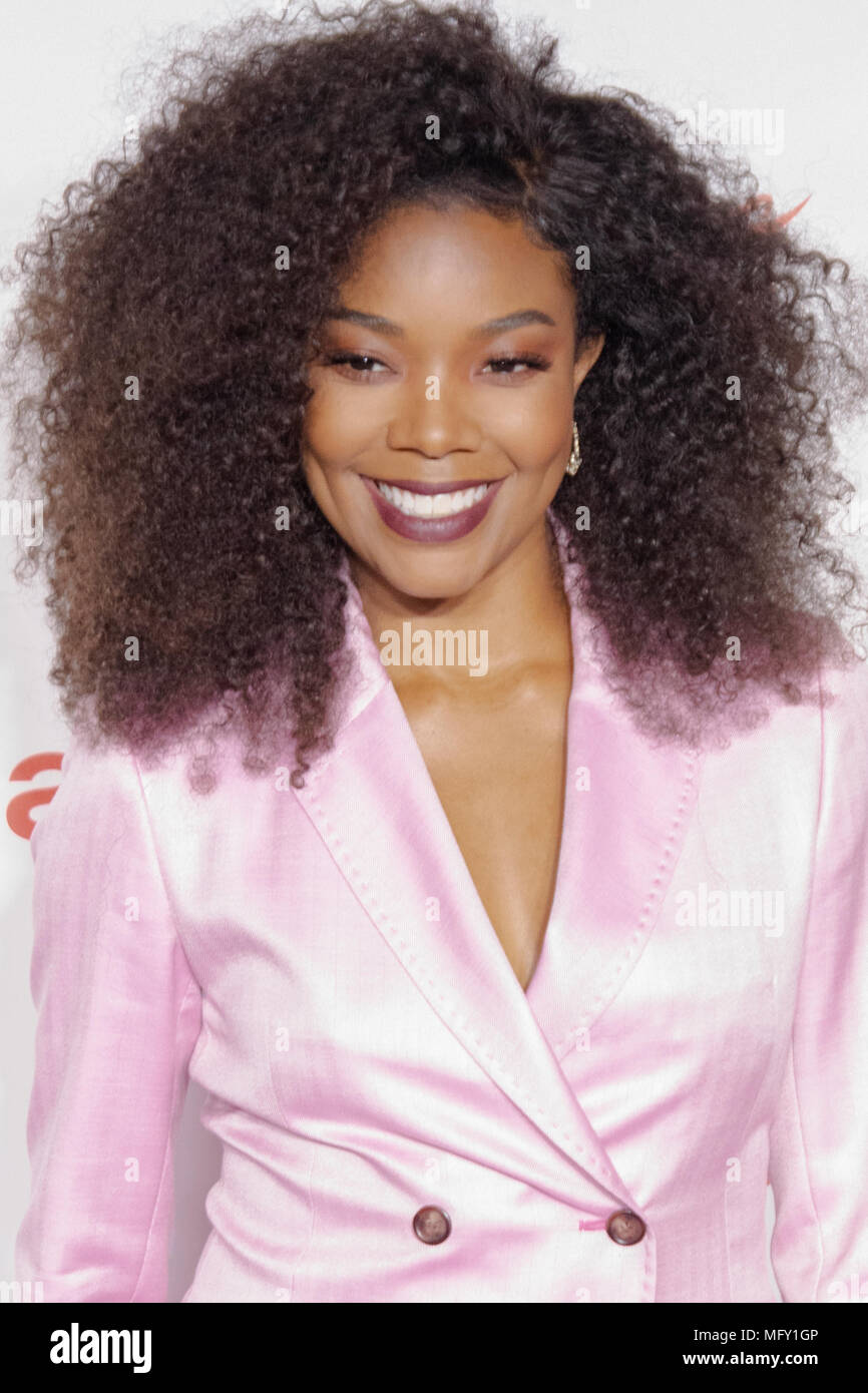 Gabrielle Union walks the red carpet before receiving the Breakthrough Producer of the Year Award on the last night of CinemaCon 2018 inside Caesars Palace in Las Vegas, NV. Stock Photo