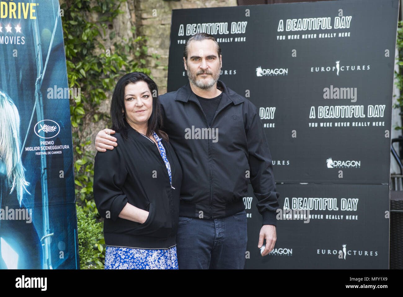 Rome, Italy. 27th Apr, 2018. Joaquin Phoenix and Lynne Ramsay attending the photocall of A Beautiful Day - You Were Never Really Here at Hotel De Russie in Rome. Credit: Silvia Gerbino/Alamy Live News Stock Photo
