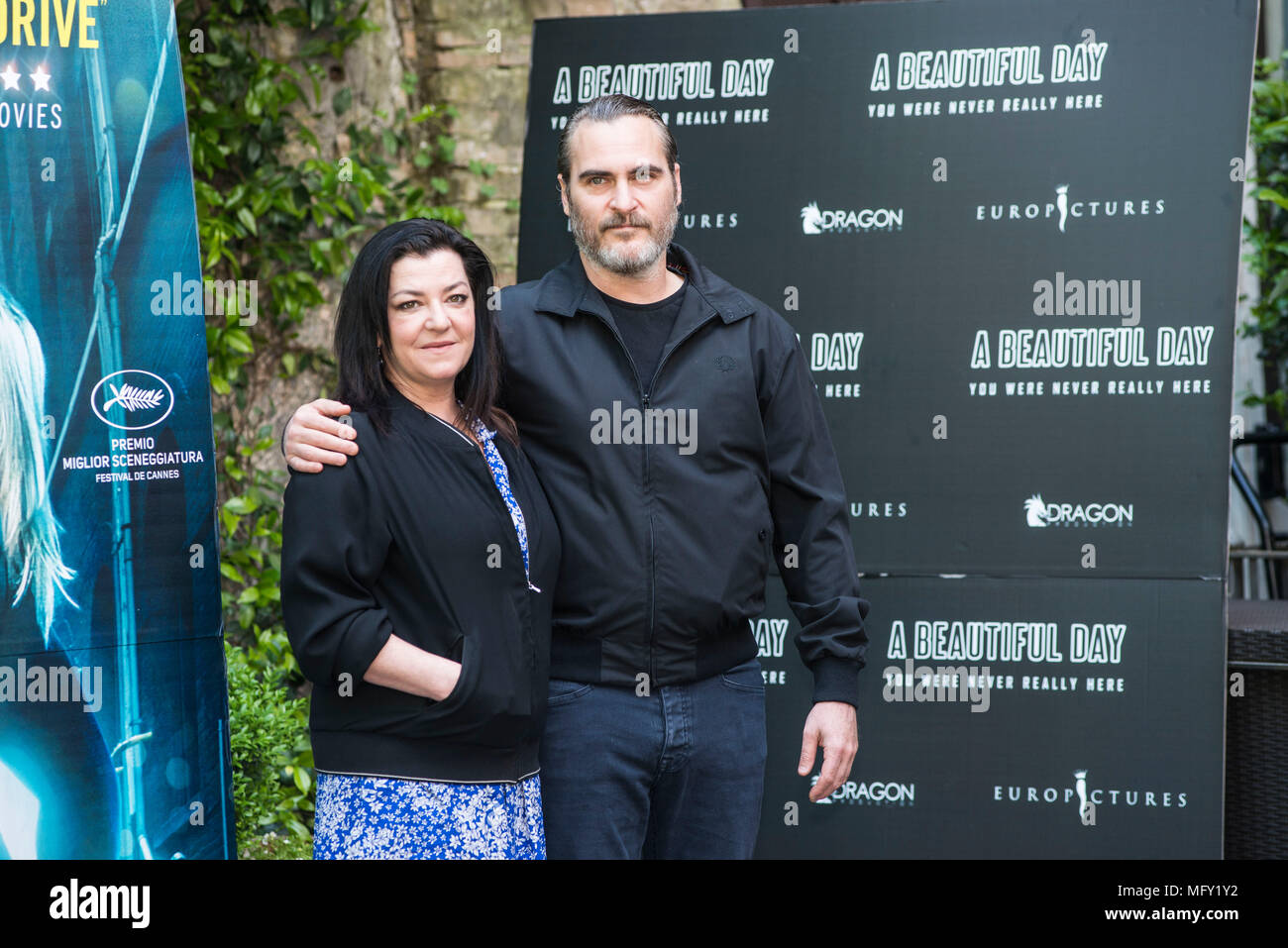 Rome, Italy. 27th Apr, 2018. Joaquin Phoenix and Lynne Ramsay attending the photocall of A Beautiful Day - You Were Never Really Here at Hotel De Russie in Rome. Credit: Silvia Gerbino/Alamy Live News Stock Photo