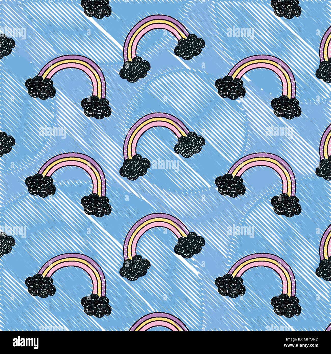 rainbow and clouds background, colorful design. vector illustration ...