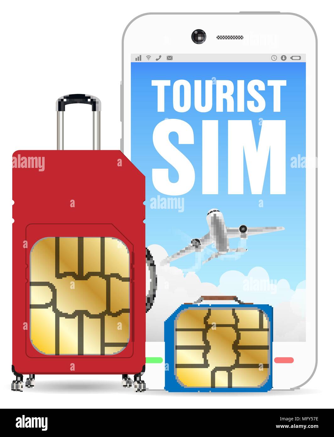 Smartphone with tourist sim card luggage bag Stock Vector Image & Art