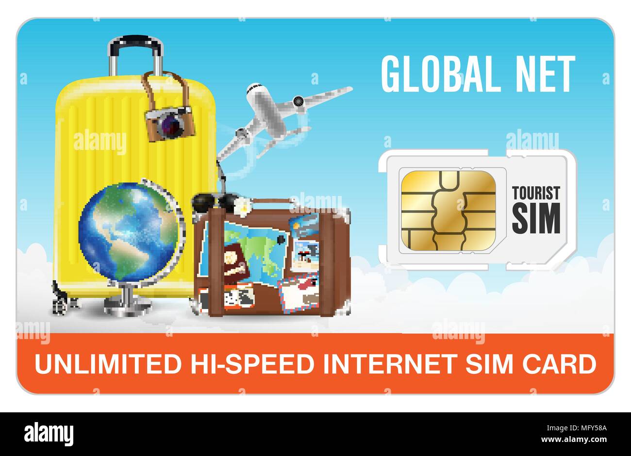 Global travel tourist smartphone sim card Stock Vector Image