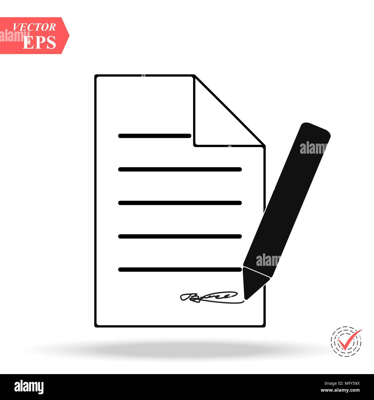 Document With Pencil Icon on white background. eps10 Stock Vector