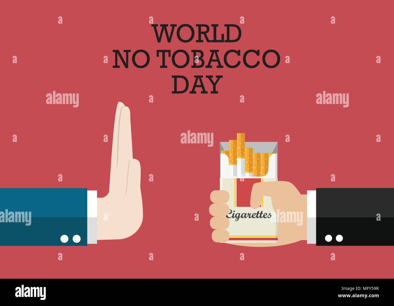 World no tobacco day poster. Reject cigarette offer Stock Vector