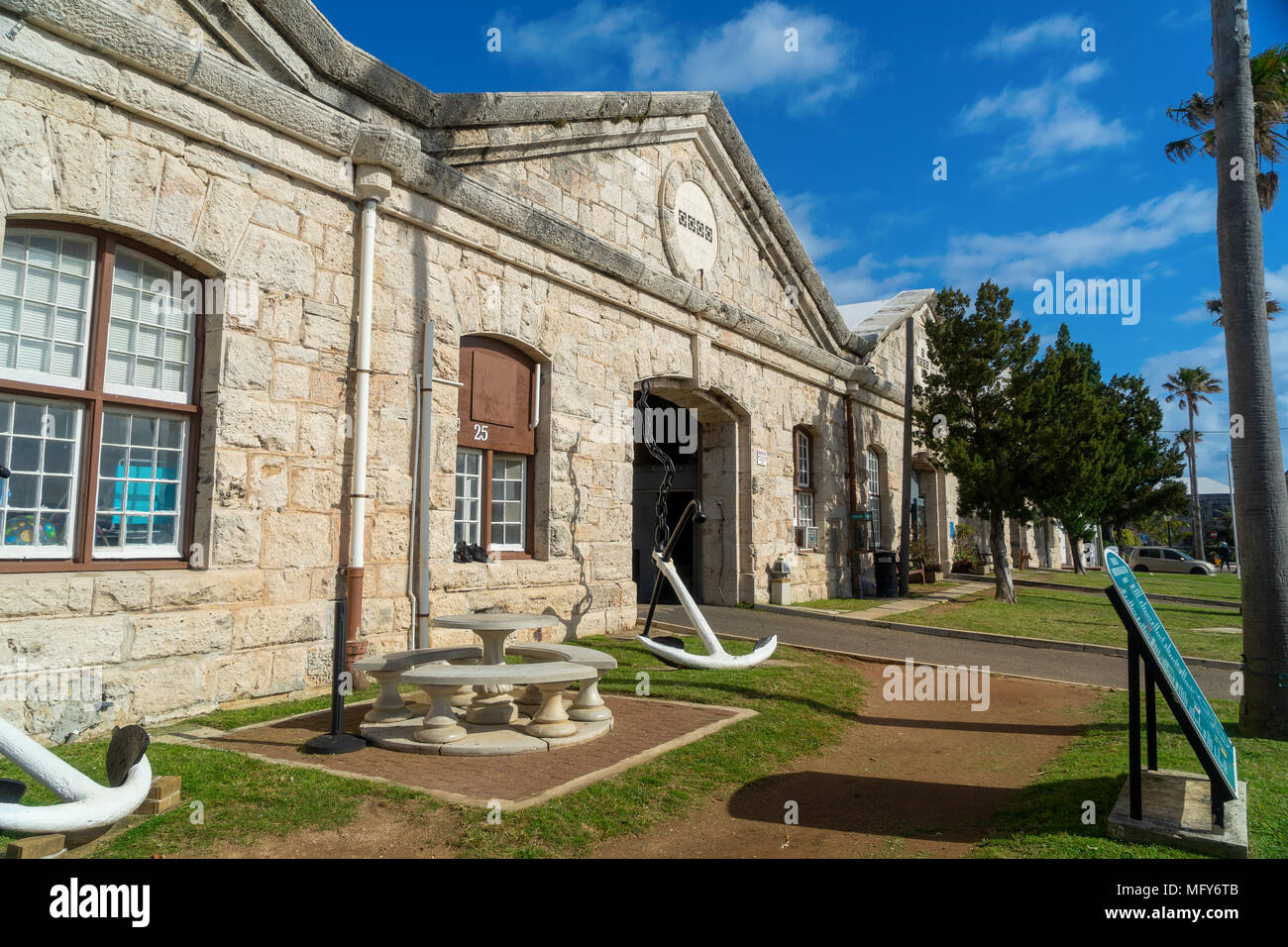 Historic buildings at the Royal Naval Dockyards, Bermuda. Stock Photo