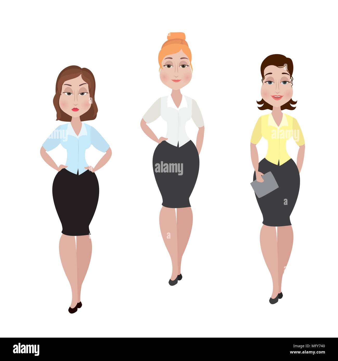 Elegant business woman,different  characters,cartoon avatar. Stock Vector