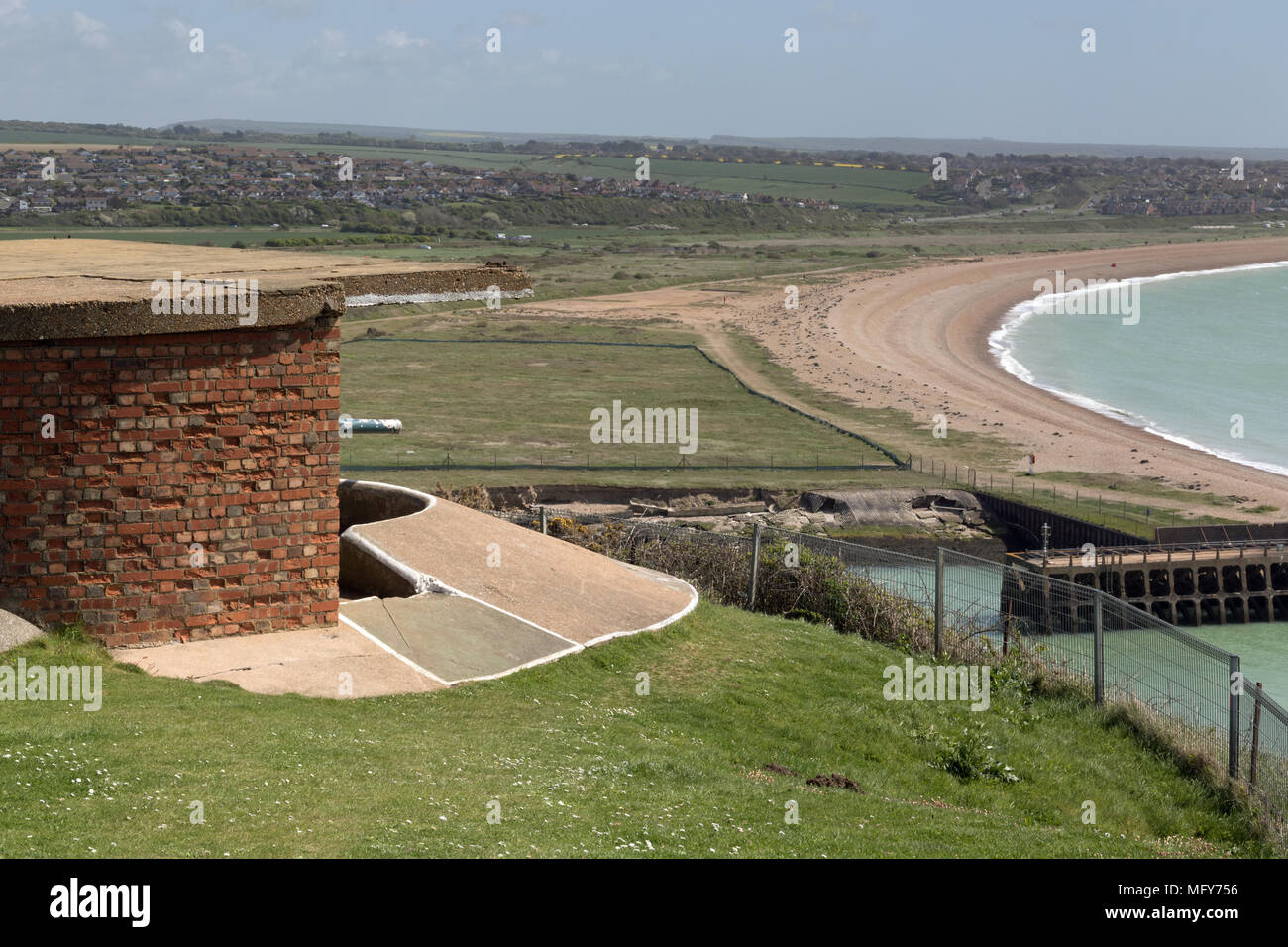 Seaford bay from Newhaven Fort in East Sussex Stock Photo