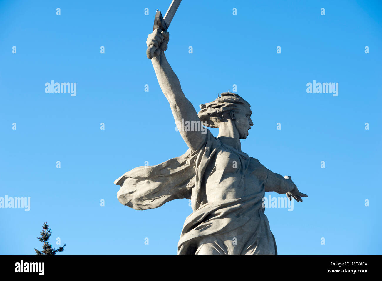 VOLGOGRAD, RUSSIA - JANUARY 15: Monument to World War II Motherland is calling on Mamayev Hill Stock Photo