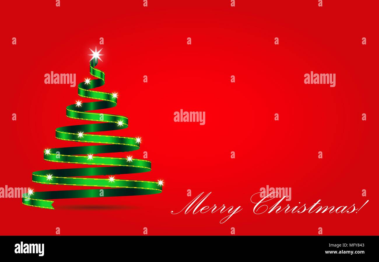 Sfondo natalizio con nastro scintillante a forma di albero di natale Stock Vector
