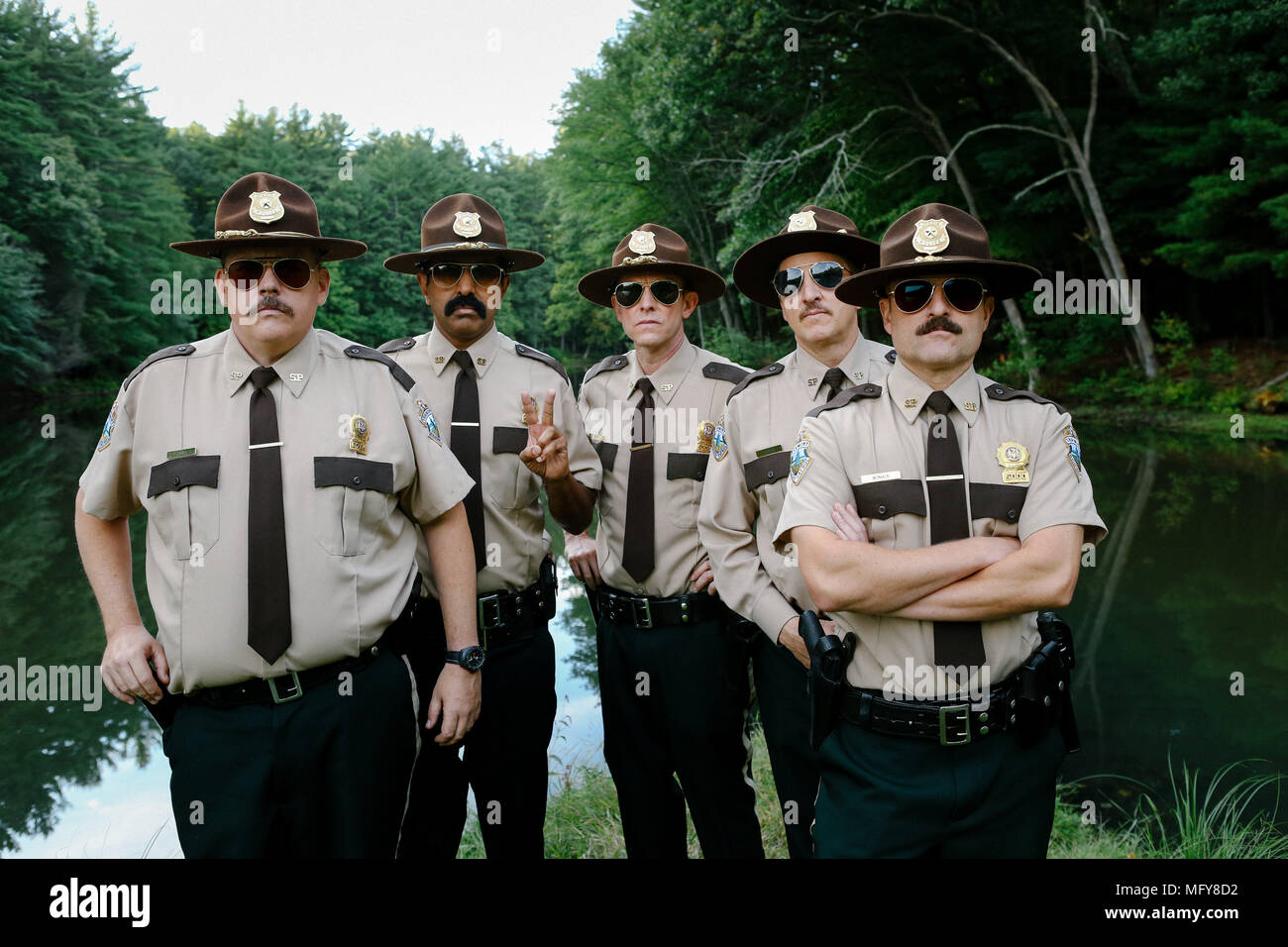 RELEASE DATE: April 20, 2018 TITLE: Super Troopers 2 STUDIO: Fox Searchlight Pictures DIRECTOR: Jay Chandrasekhar PLOT: When a border dispute arises between the U.S. and Canada, the Super Troopers are tasked with establishing a Highway Patrol station in the disputed area. STARRING: Jay Chandrasekhar, Steve Lemme, Erik Stolhanske, Paul Soter, Kevin Hefferman. (Credit Image: © Fox Searchlight Pictures/Entertainment Pictures) Stock Photo