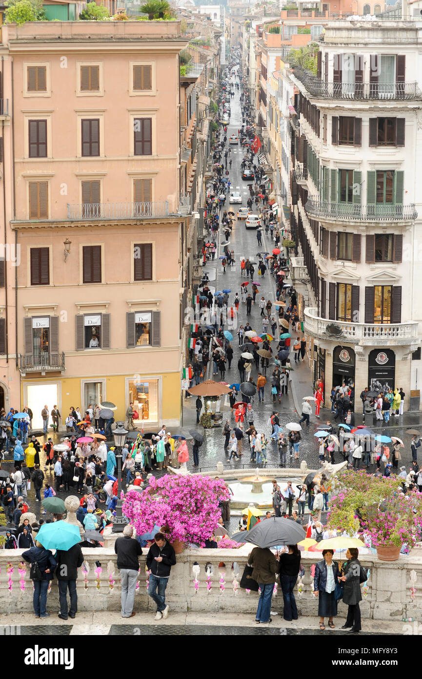 Via dei Condotti in Historic Centre of Rome listed World Heritage by UNESCO in Rome, Italy. May Via dei Condotti in Historic Centre of Rome listed World Heritage by UNESCO in Rome, Italy. May