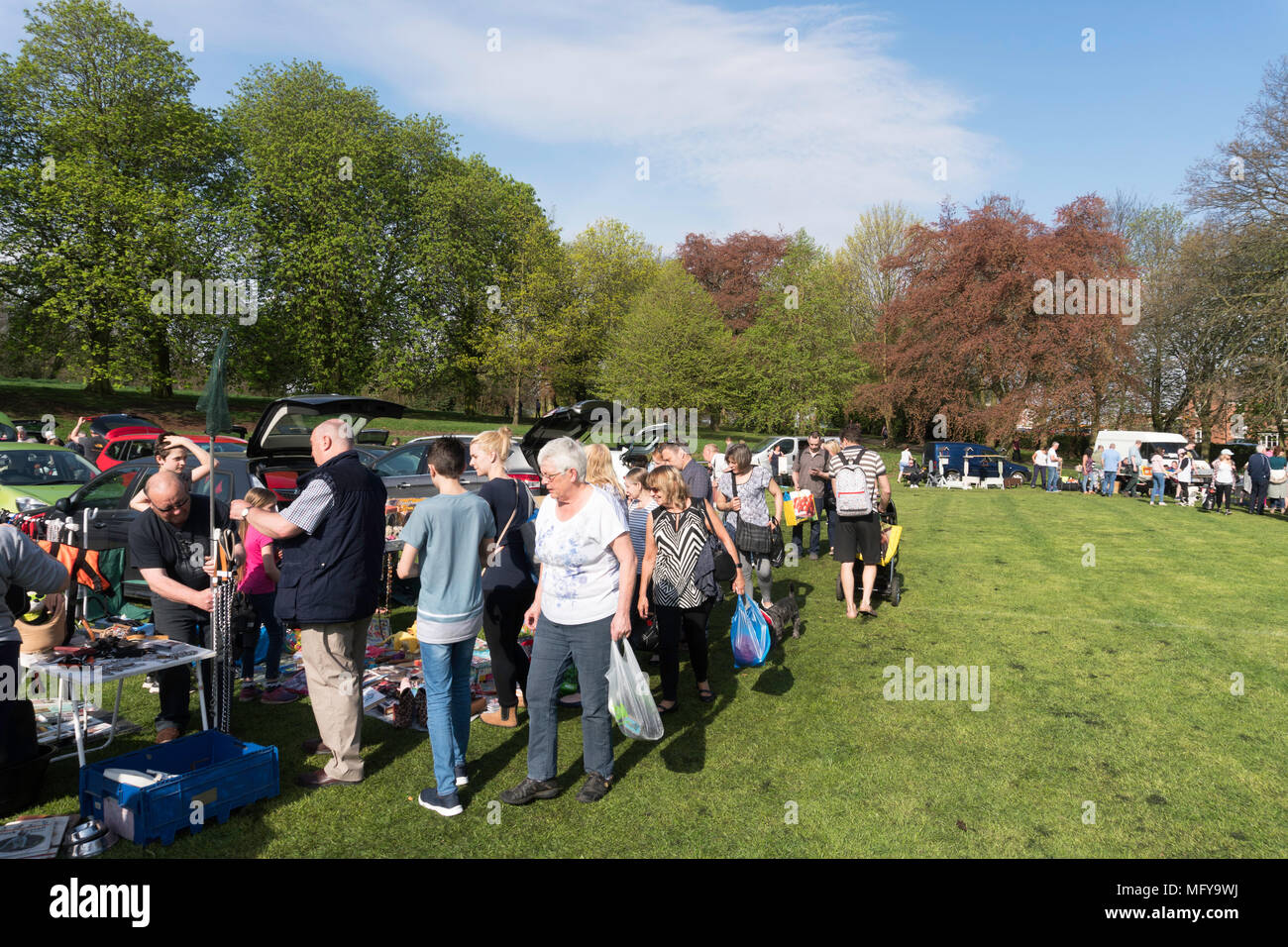 People at a car boot sale at the Clarence Park, Wakefield, West