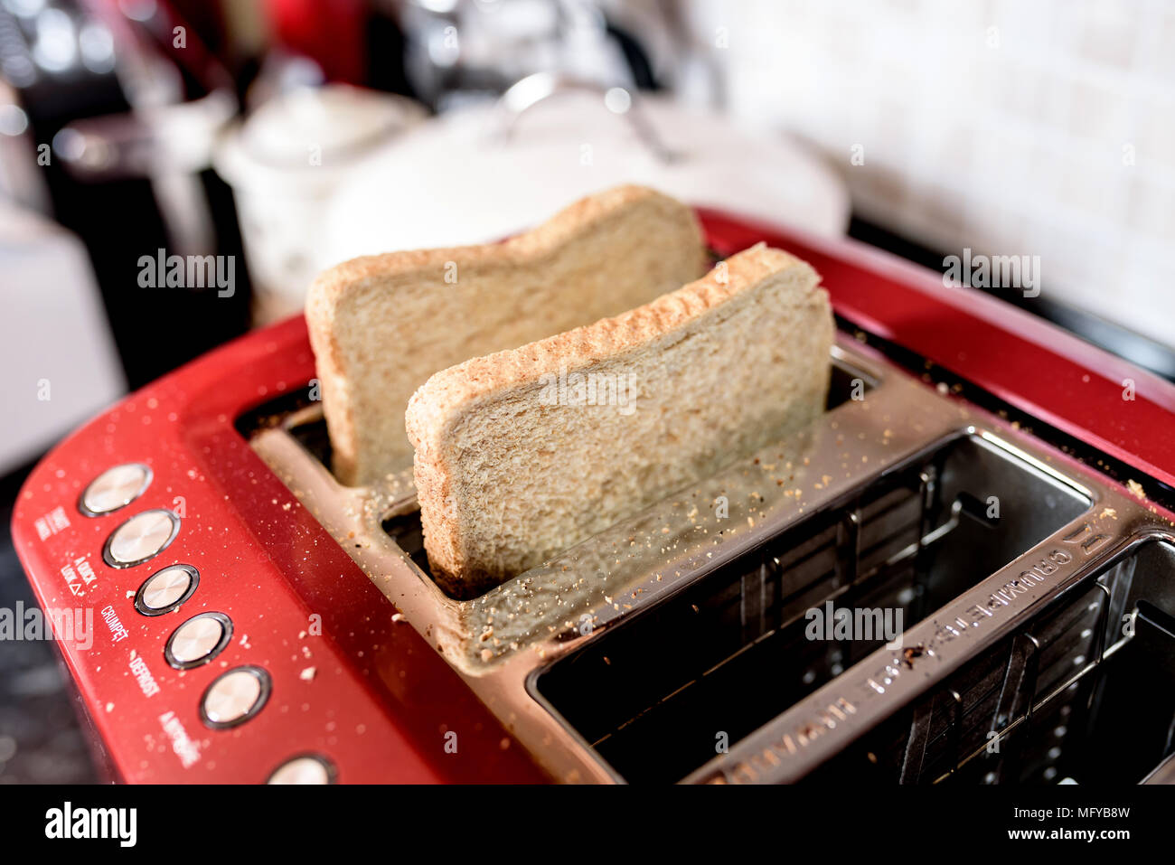 Toast in Toaster Stock Photo Alamy