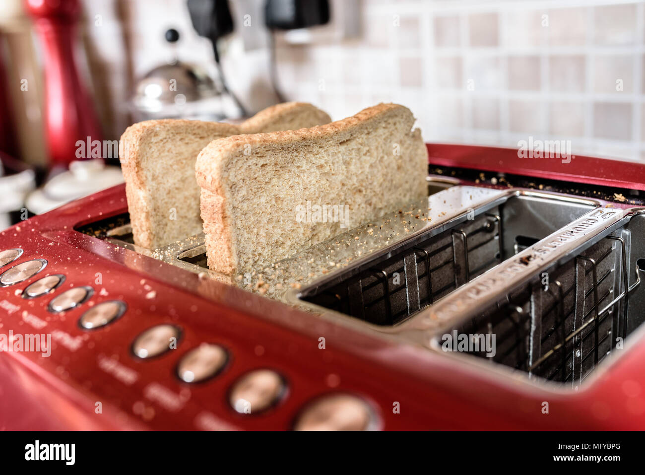 Bread in toaster Stock Photo Alamy