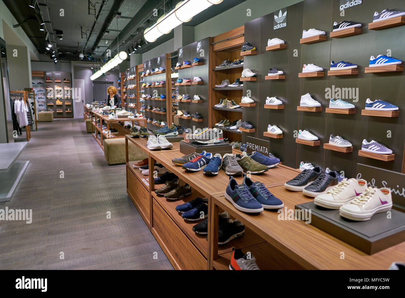 Adidas shoes in the flagship Adidas store in New York City, USA Stock Photo  - Alamy