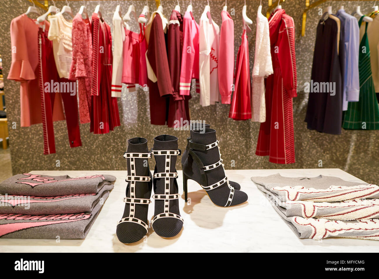 BOOTS ON DISPLAY AT VALENTINO FASHION BOUTIQUE Stock Photo - Alamy