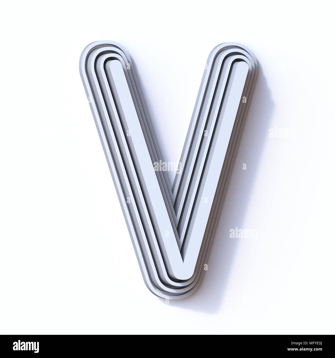 Three steps font letter V 3D render illustration isolated on white ...
