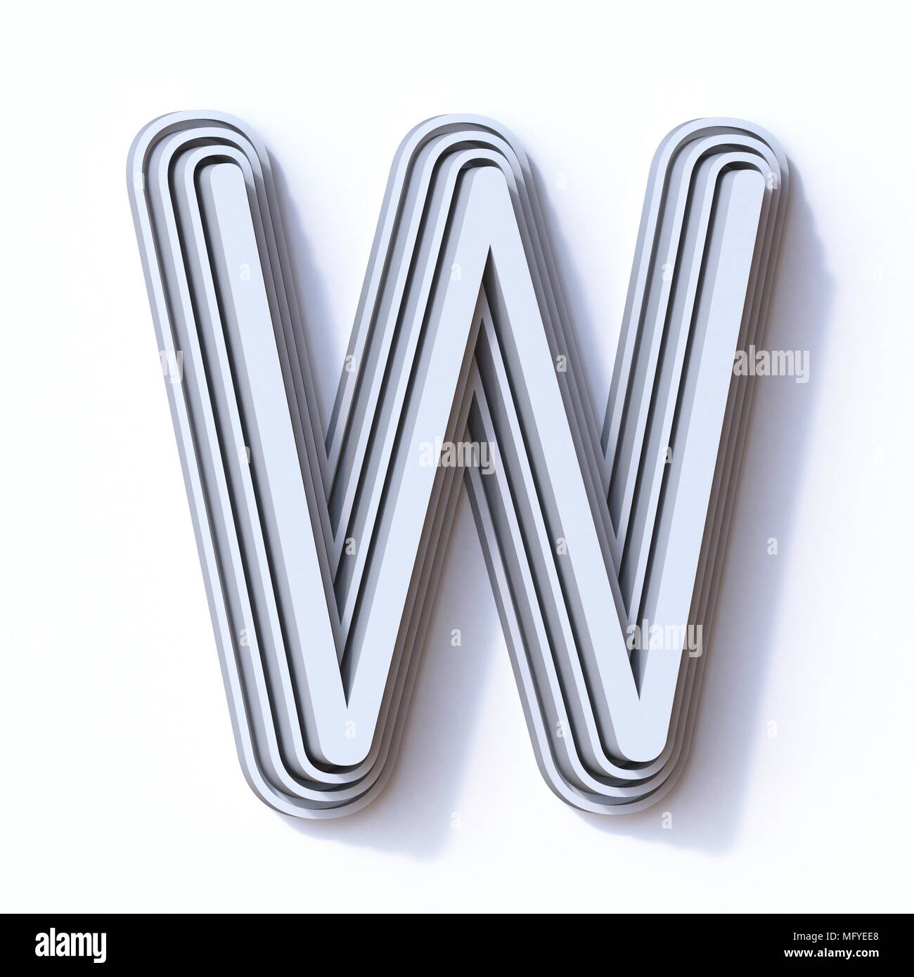 Three steps font letter W 3D render illustration isolated on white ...