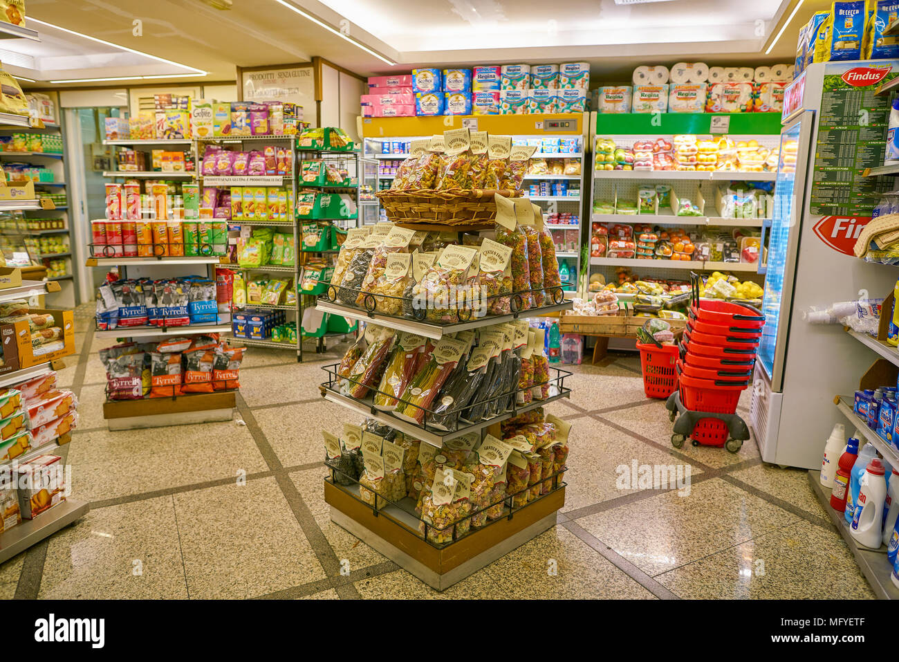 ROME, ITALY CIRCA NOVEMBER 2017 inside a grocery store in Rome Stock