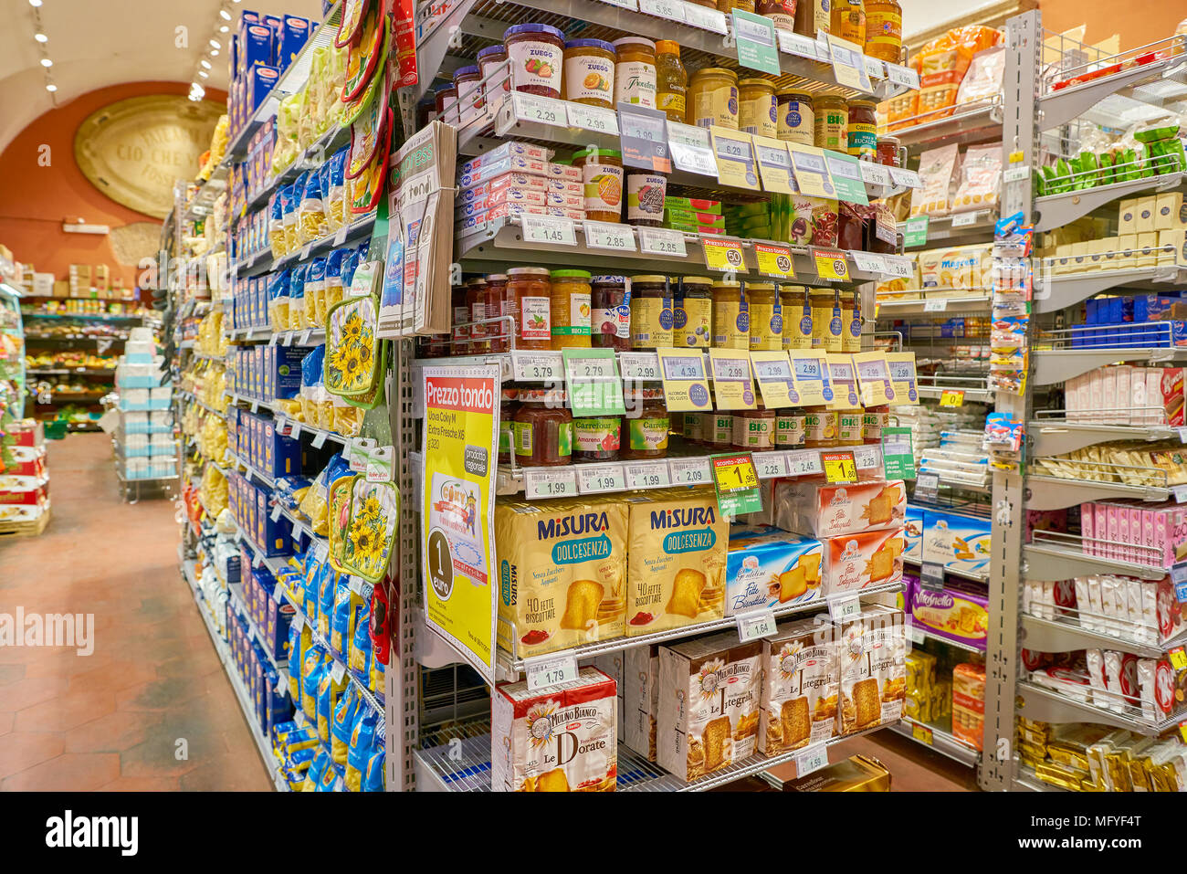 ROME, ITALY CIRCA NOVEMBER 2017 inside Carrefour Express store in