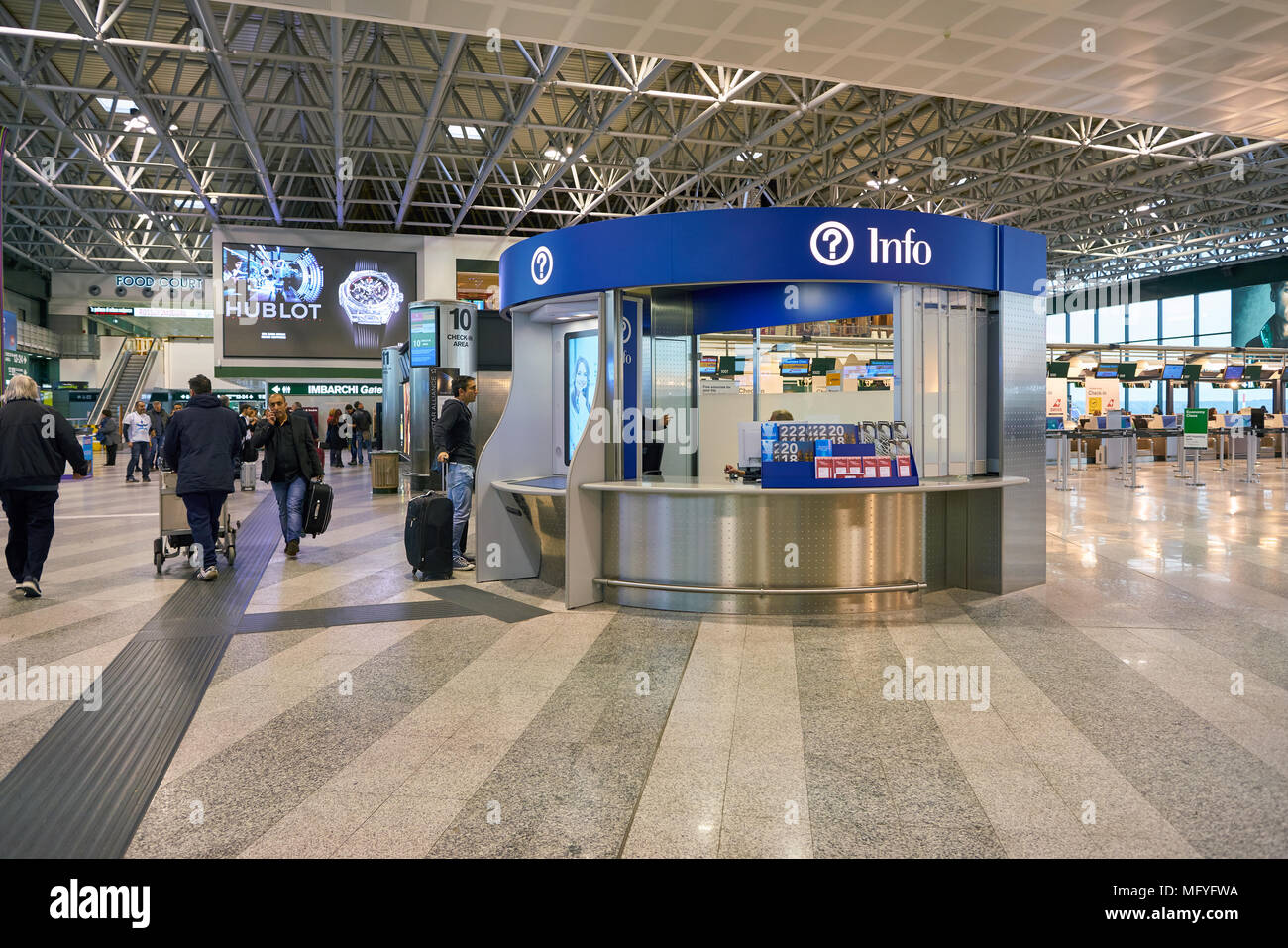 MILAN MALPENSA, ITALY - CIRCA NOVEMBER, 2017: information desk at Milan- Malpensa Airport, Terminal 1 Stock Photo - Alamy