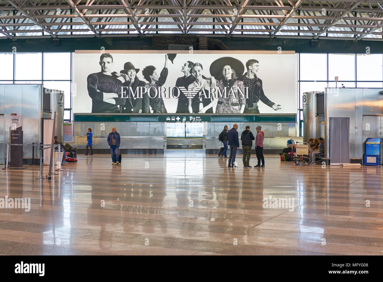 MILAN MALPENSA ITALY CIRCA NOVEMBER 2017 Emporio Armani ad at