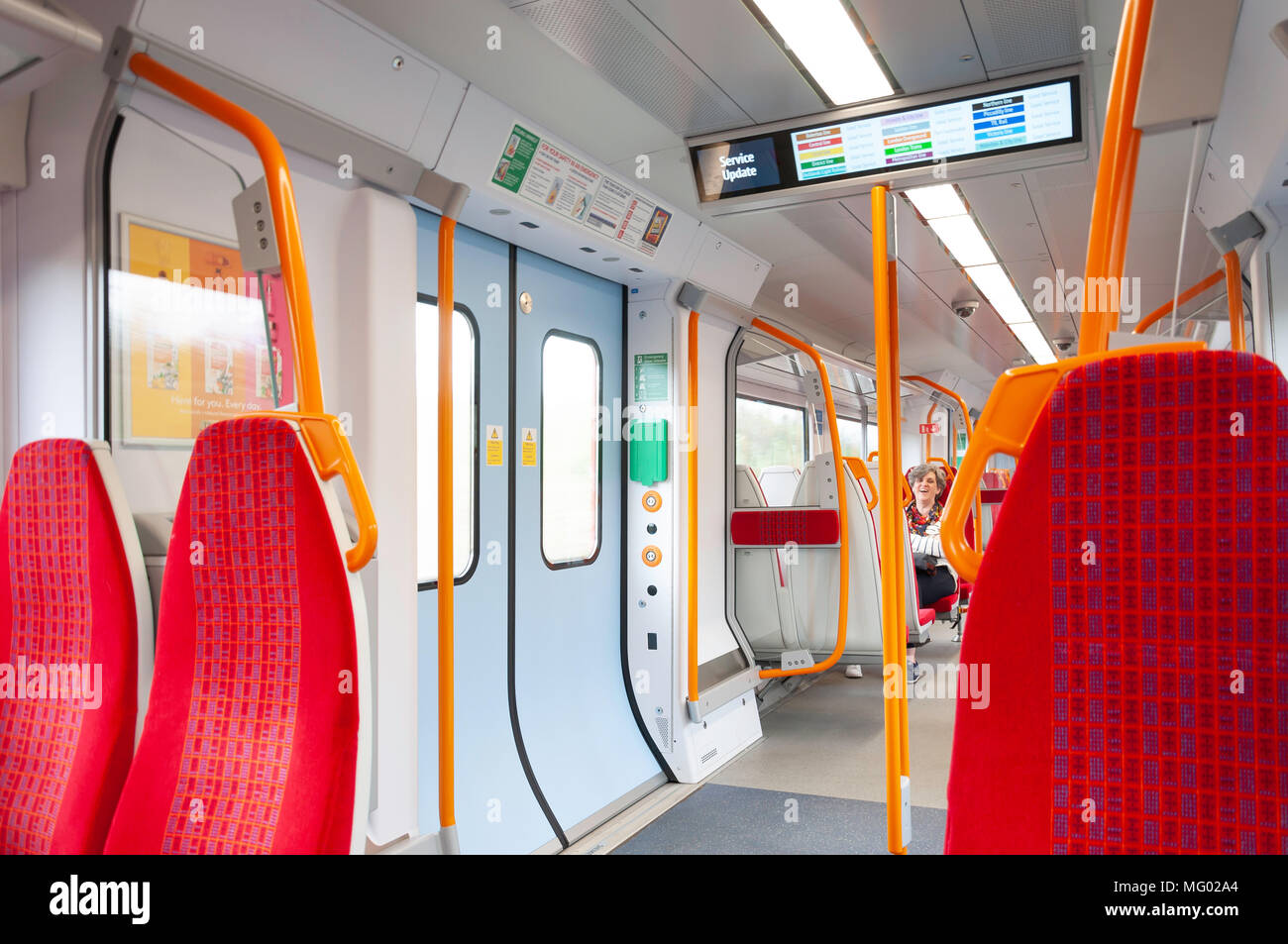Interior of South Western Railway train carriage, Greater London,  England, United Kingdom Stock Photo