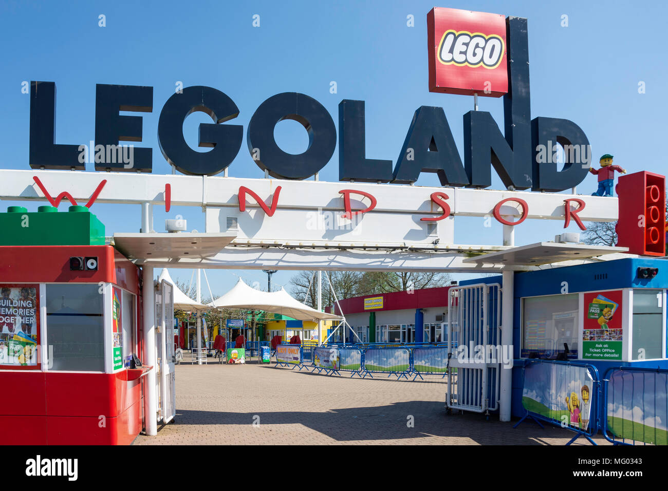 Entrance gate to Legoland Windsor Resort, Windsor, Berkshire, England, United Kingdom Stock Photo