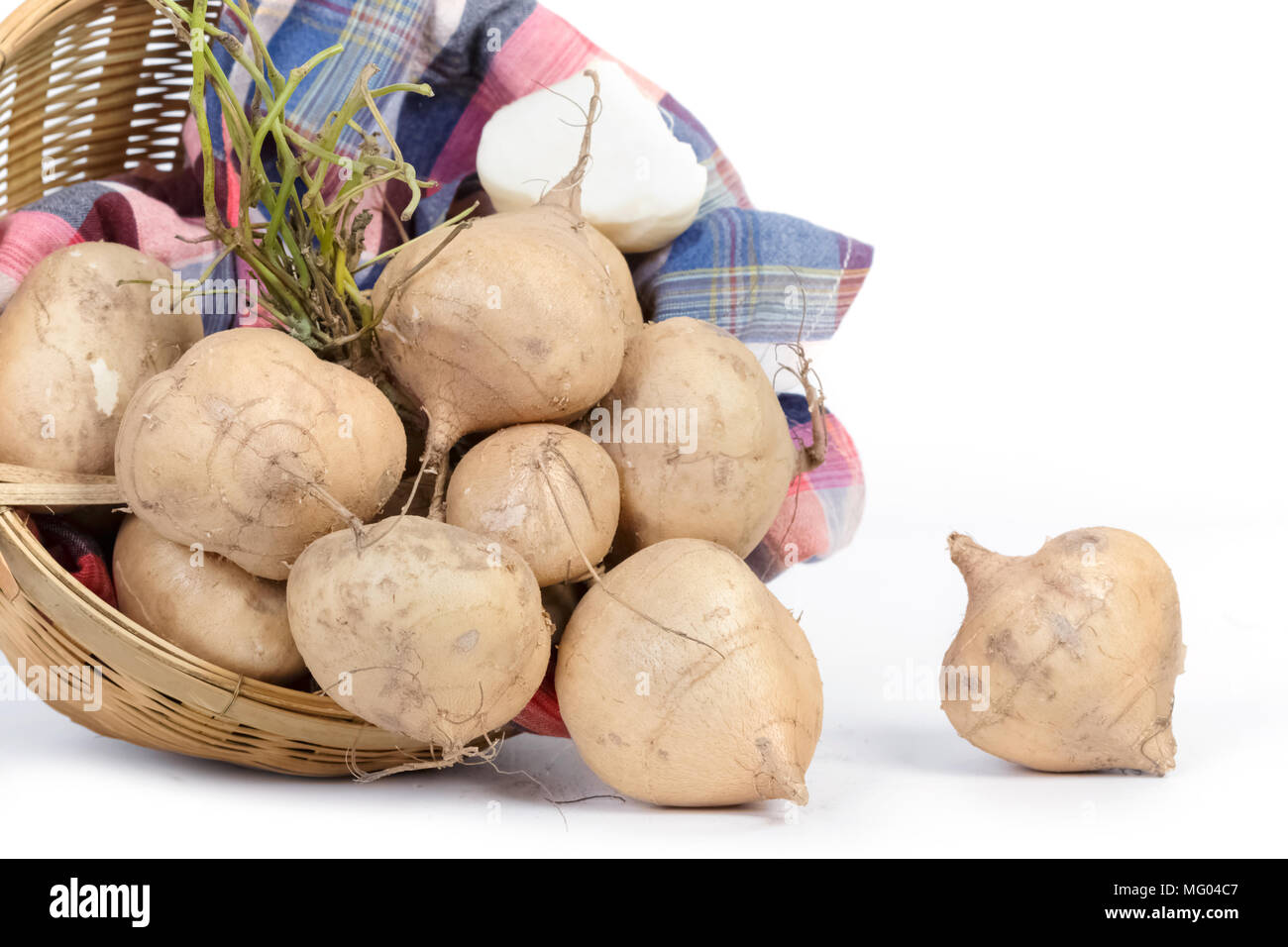 Jicama or yam bean in the basket Stock Photo Alamy